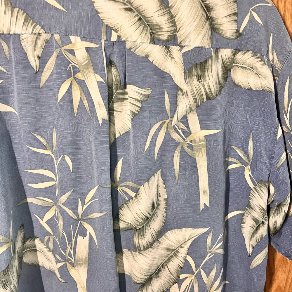 Tommy Bahama Blue and Green Leaf Print Shirt - Picture 4 of 4
